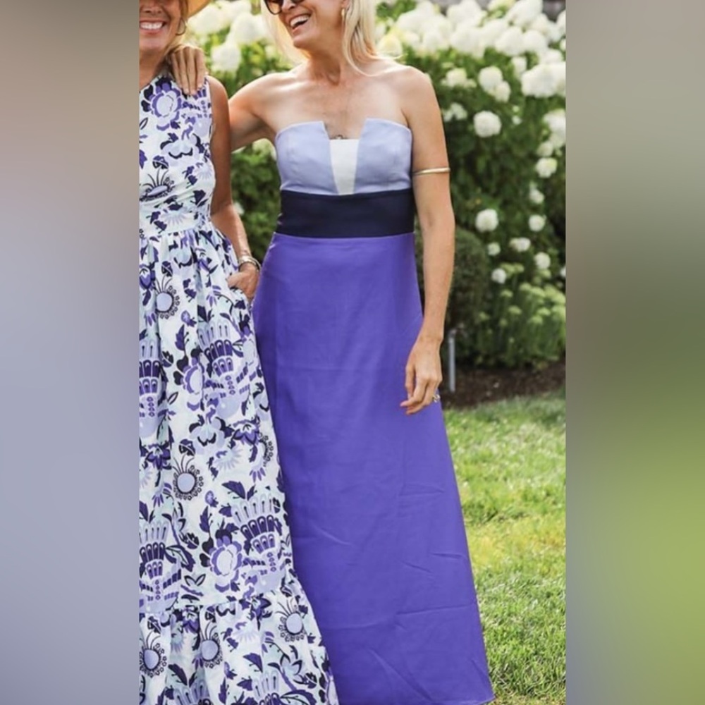 CK Bradley Lavender Violet Block Cece halter gown dress
